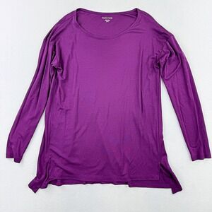 Eileen Fisher Boat Neck Long Sleeve Shirt Size XS Womens Purple